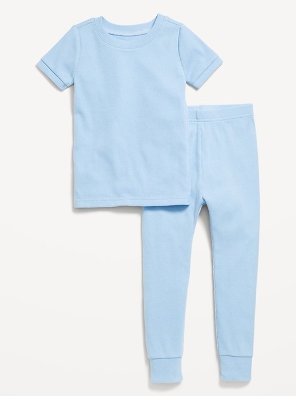 Old Navy 5T Ribbed Baby Blue Short Sleeve Pajama Set - Top & Pants